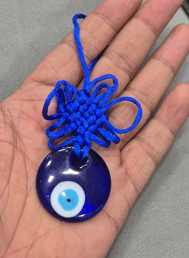 DT DECTONE Decorative Crystal Blue Evil Eye Wall Hanging for Car & Door//Office Hanging for Good Luck and Prosperity (Small Round) - Image 1